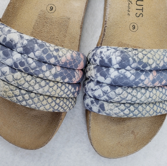Coconuts By Matisse Multi Color Snake Print Leather Slides Sandels Sz 9 - Picture 8 of 12